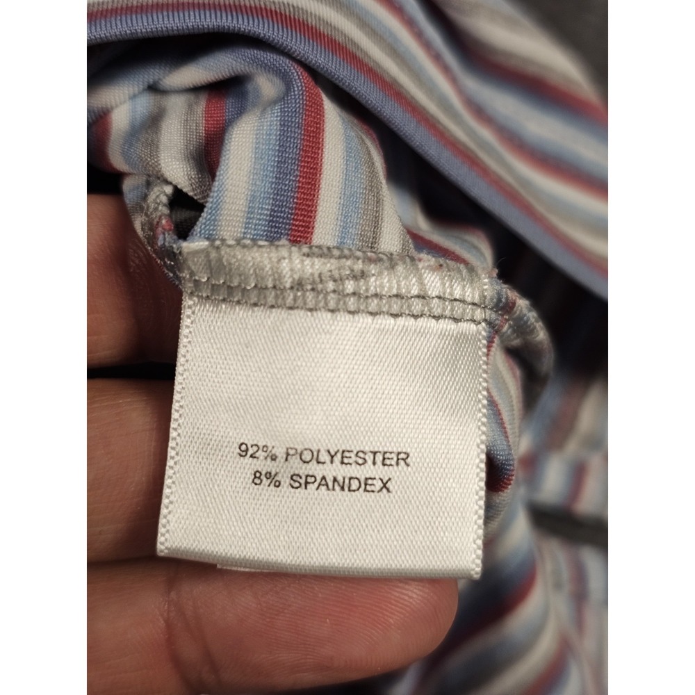 Peter‎ Millar Crown Sport Polo Mens XL Blue Red Stripe Performance Golf Shirt - Picture 5 of 10